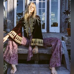 Chasing unicorns poppy print linen flares